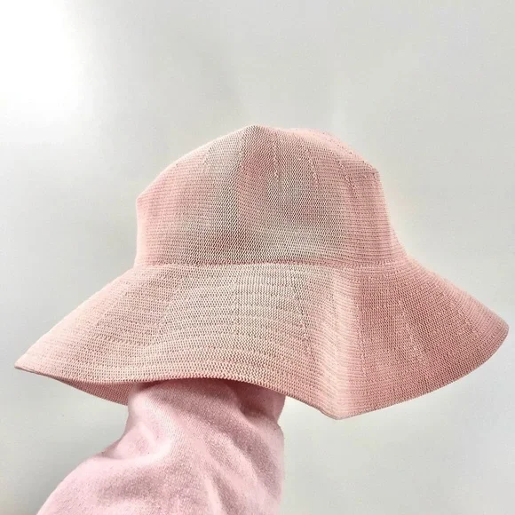 Kangol Tropic Diva Hat Pink Floppy Knit Logo Sun Hat Beach Packable One Size - Picture 3 of 7